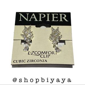 Napier Silver Toned Floral Dainty Clip On Earrings